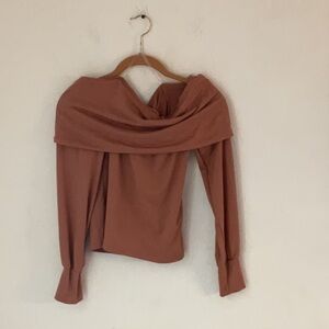 Ardene Off-Shoulder Long Sleeve Top, Size S/P, Rust, NWT